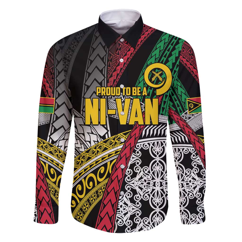 Vanuatu Proud to be Ni-van Personalised Family Matching Long Sleeve Bodycon Dress and Hawaiian Shirt with Mutis En Atan Patterns