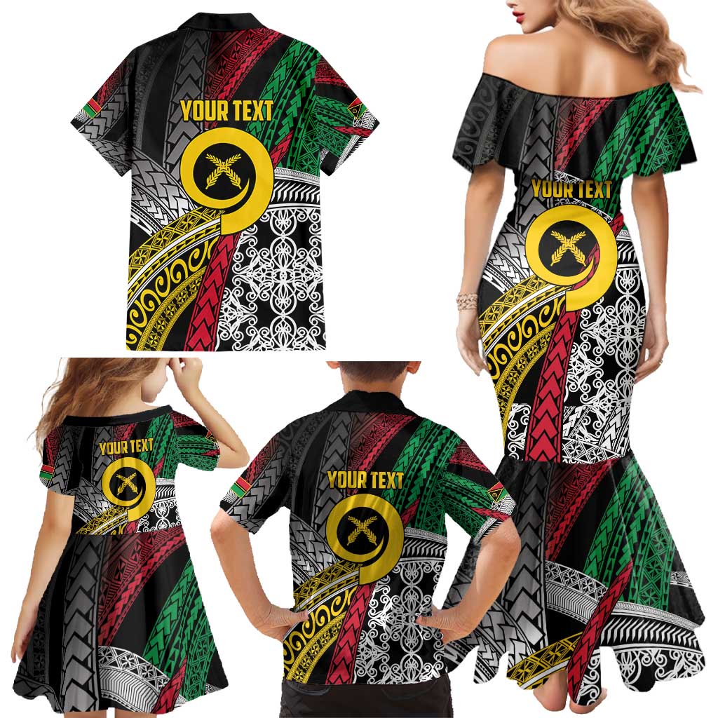 Vanuatu Proud to be Ni-van Personalised Family Matching Mermaid Dress and Hawaiian Shirt with Mutis En Atan Patterns