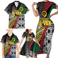 Vanuatu Proud to be Ni-van Personalised Family Matching Short Sleeve Bodycon Dress and Hawaiian Shirt with Mutis En Atan Patterns
