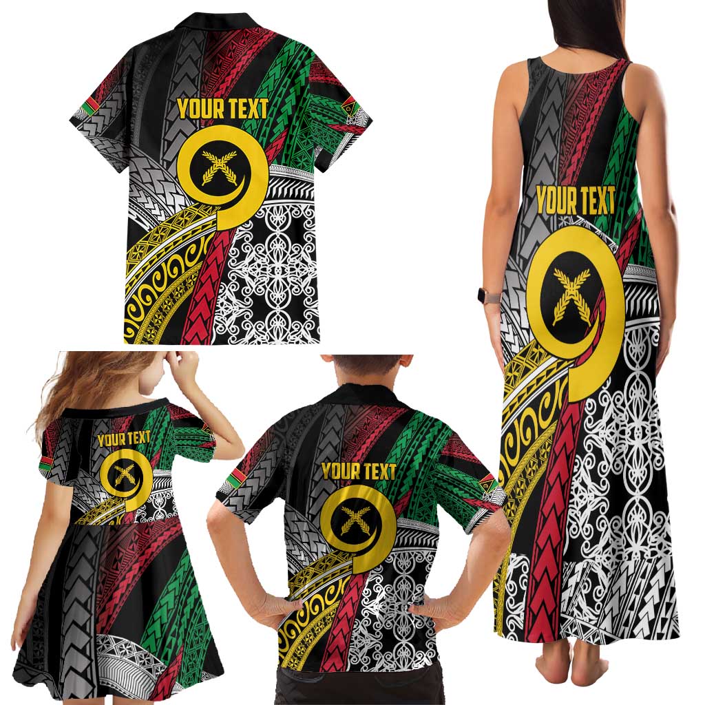 Vanuatu Proud to be Ni-van Personalised Family Matching Tank Maxi Dress and Hawaiian Shirt with Mutis En Atan Patterns