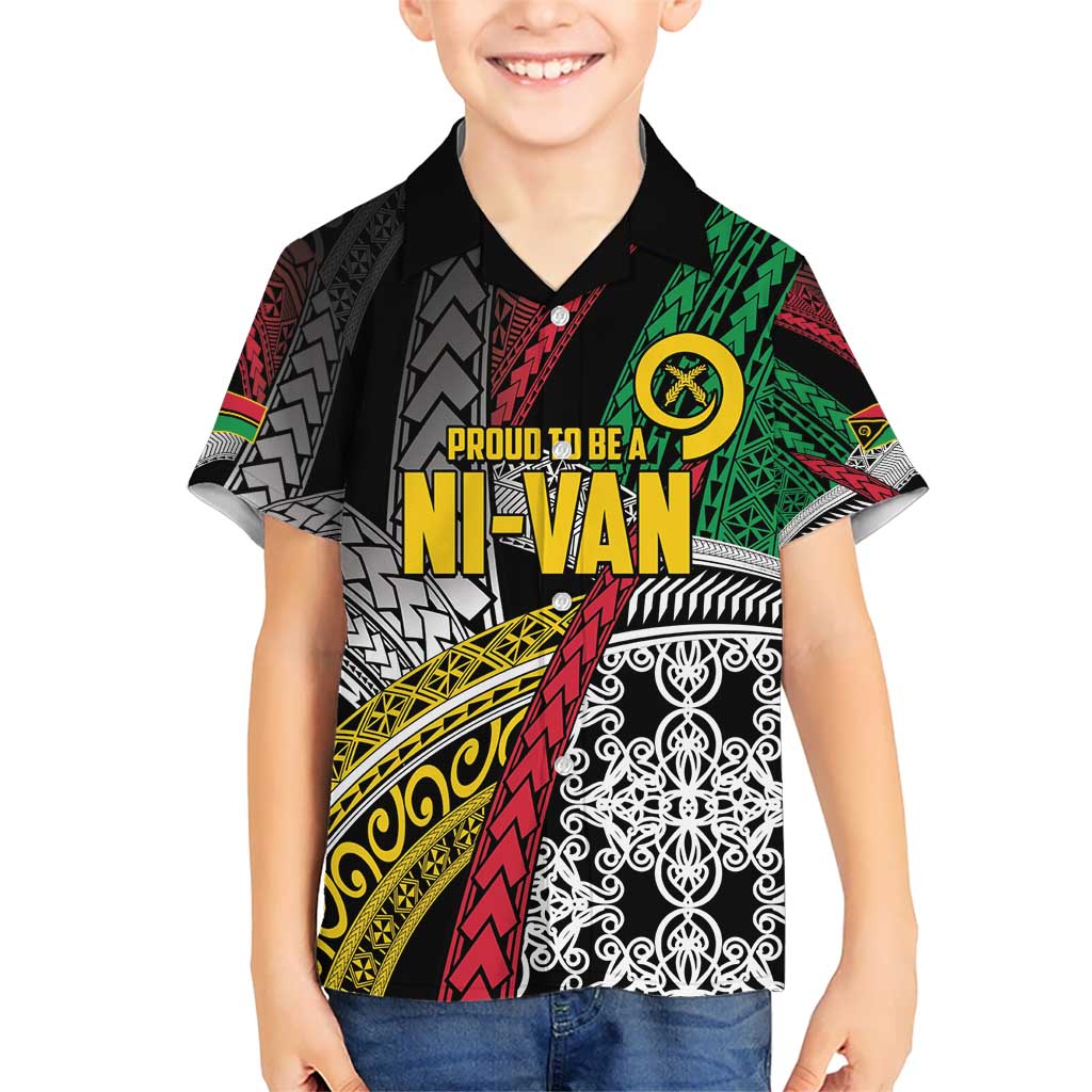 Vanuatu Proud to be Ni-van Personalised Kid Hawaiian Shirt with Mutis En Atan Patterns