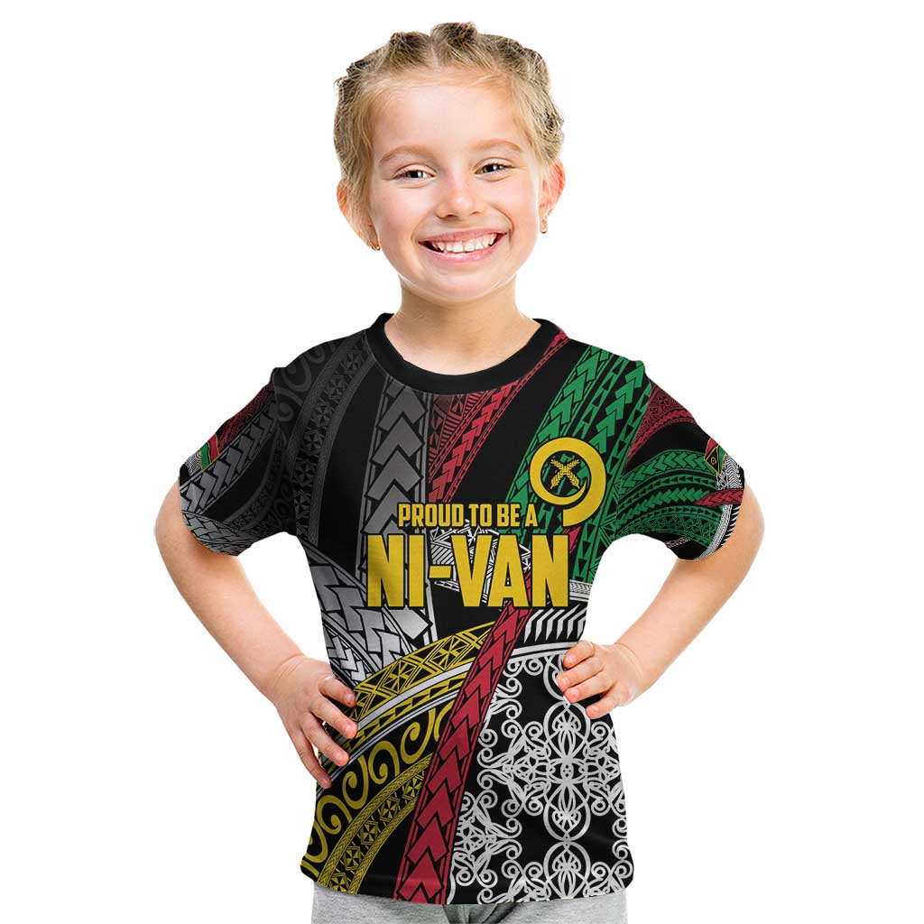 Vanuatu Proud to be Ni-van Personalised Kid T Shirt with Mutis En Atan Patterns