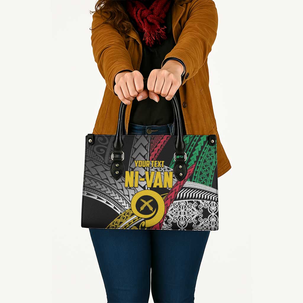 Vanuatu Proud to be Ni-van Personalised Leather Bag with Mutis En Atan Patterns - Polynesian Pride