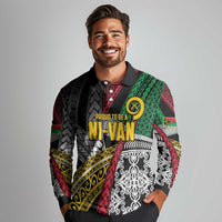 Vanuatu Proud to be Ni-van Personalised Long Sleeve Polo Shirt with Mutis En Atan Patterns