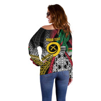 Vanuatu Proud to be Ni-van Personalised Off Shoulder Sweater with Mutis En Atan Patterns