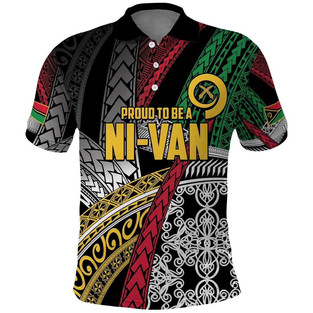 Vanuatu Proud to be Ni-van Personalised Polo Shirt with Mutis En Atan Patterns