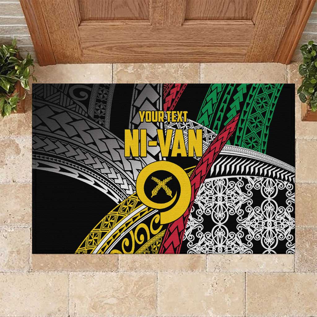 Vanuatu Proud to be Ni-van Personalised Rubber Doormat with Mutis En Atan Patterns