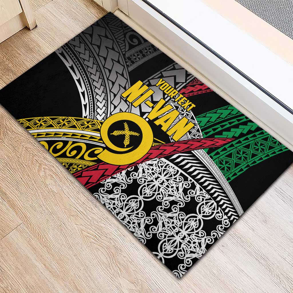 Vanuatu Proud to be Ni-van Personalised Rubber Doormat with Mutis En Atan Patterns
