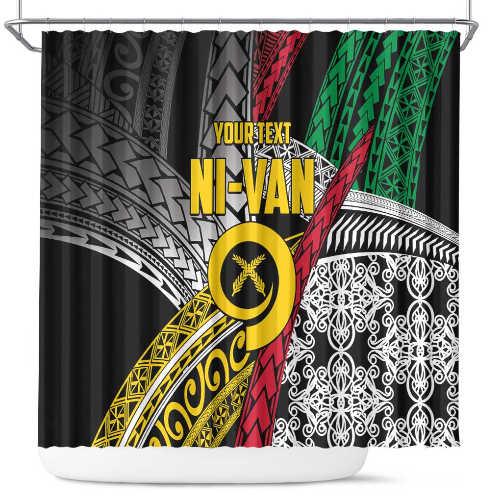 Vanuatu Proud to be Ni-van Personalised Shower Curtain with Mutis En Atan Patterns