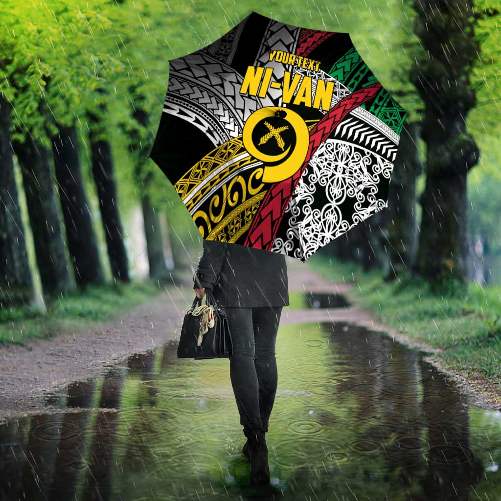 Vanuatu Proud to be Ni-van Personalised Umbrella with Mutis En Atan Patterns - Polynesian Pride
