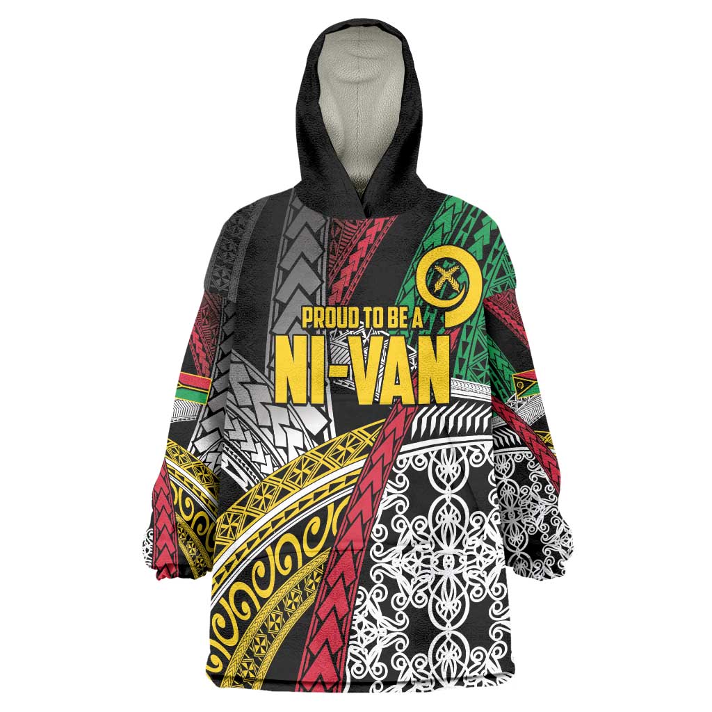 Vanuatu Proud to be Ni-van Personalised Wearable Blanket Hoodie with Mutis En Atan Patterns