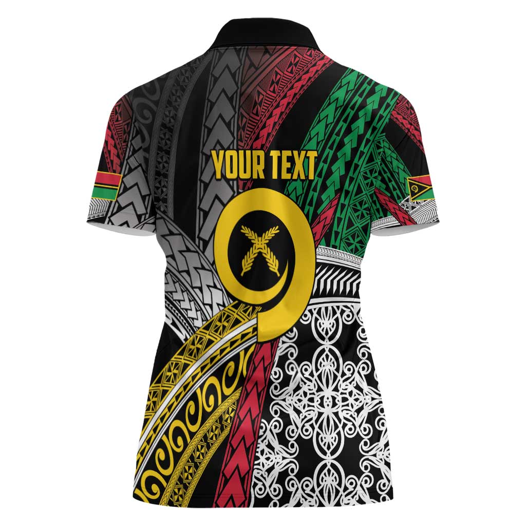 Vanuatu Proud to be Ni-van Personalised Women Polo Shirt with Mutis En Atan Patterns