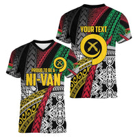 Vanuatu Proud to be Ni-van Personalised Women V-Neck T-Shirt with Mutis En Atan Patterns
