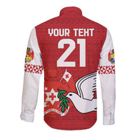 Custom Tonga Rugby Long Sleeve Button Shirt Mate Maa Kupesi Style LT9 - Polynesian Pride