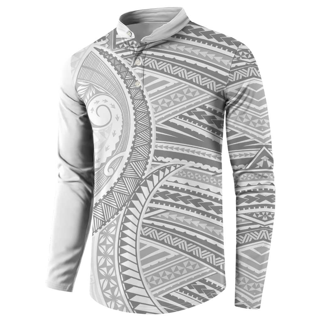 American Samoa White Sunday Button Sweatshirt Polynesian Lotu Tamaiti - Polynesian Pride