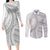 American Samoa White Sunday Couples Matching Long Sleeve Bodycon Dress and Long Sleeve Button Shirt Polynesian Lotu Tamaiti - Polynesian Pride