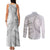 American Samoa White Sunday Couples Matching Tank Maxi Dress and Long Sleeve Button Shirt Polynesian Lotu Tamaiti - Polynesian Pride