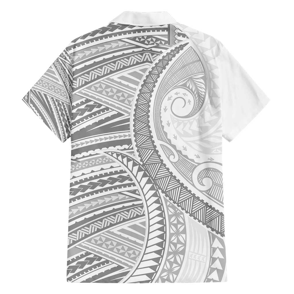 American Samoa White Sunday Family Matching Long Sleeve Bodycon Dress and Hawaiian Shirt Polynesian Lotu Tamaiti - Polynesian Pride