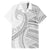 American Samoa White Sunday Family Matching Off The Shoulder Long Sleeve Dress and Hawaiian Shirt Polynesian Lotu Tamaiti - Polynesian Pride