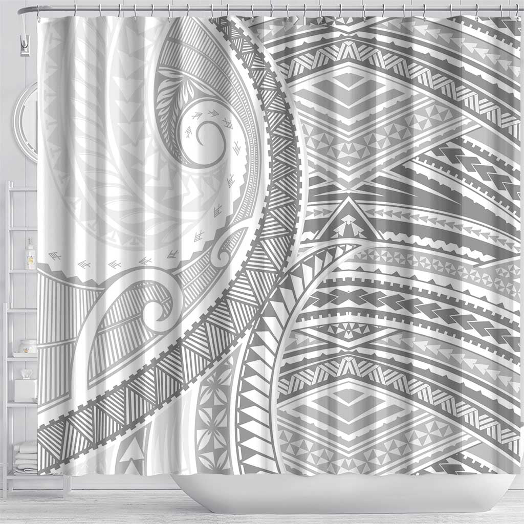 American Samoa White Sunday Shower Curtain Polynesian Lotu Tamaiti - Polynesian Pride