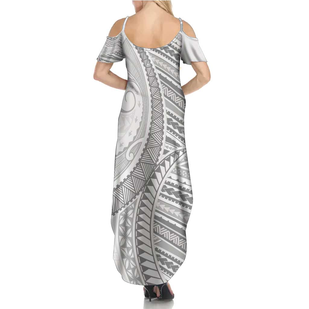 American Samoa White Sunday Summer Maxi Dress Polynesian Lotu Tamaiti - Polynesian Pride