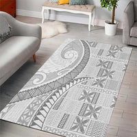 Niue White Sunday Area Rug Niuean Lotu Tamaiti Hiapo Pattern - Polynesian Pride