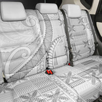 Niue White Sunday Back Car Seat Cover Niuean Lotu Tamaiti Hiapo Pattern - Polynesian Pride