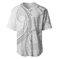 Niue White Sunday Baseball Jersey Niuean Lotu Tamaiti Hiapo Pattern - Polynesian Pride
