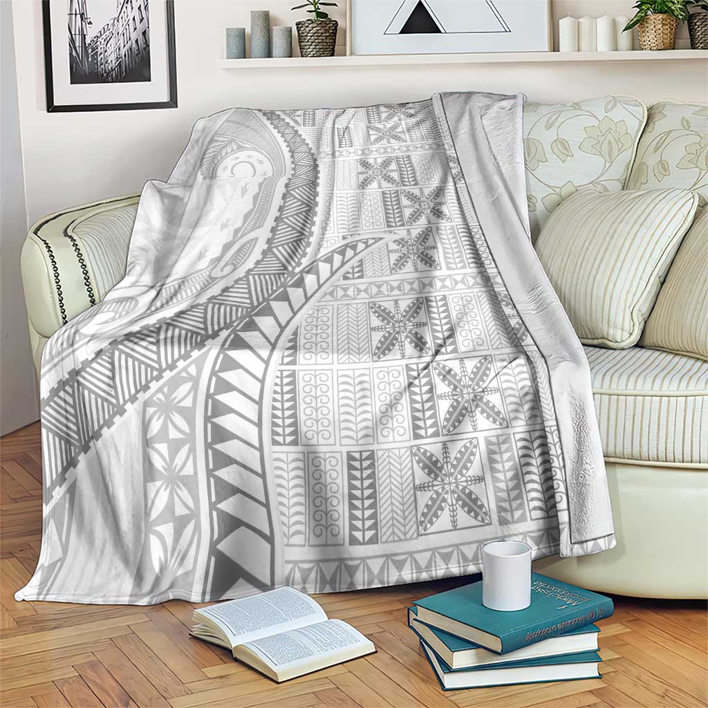Niue White Sunday Blanket Niuean Lotu Tamaiti Hiapo Pattern LT9 White - Polynesian Pride