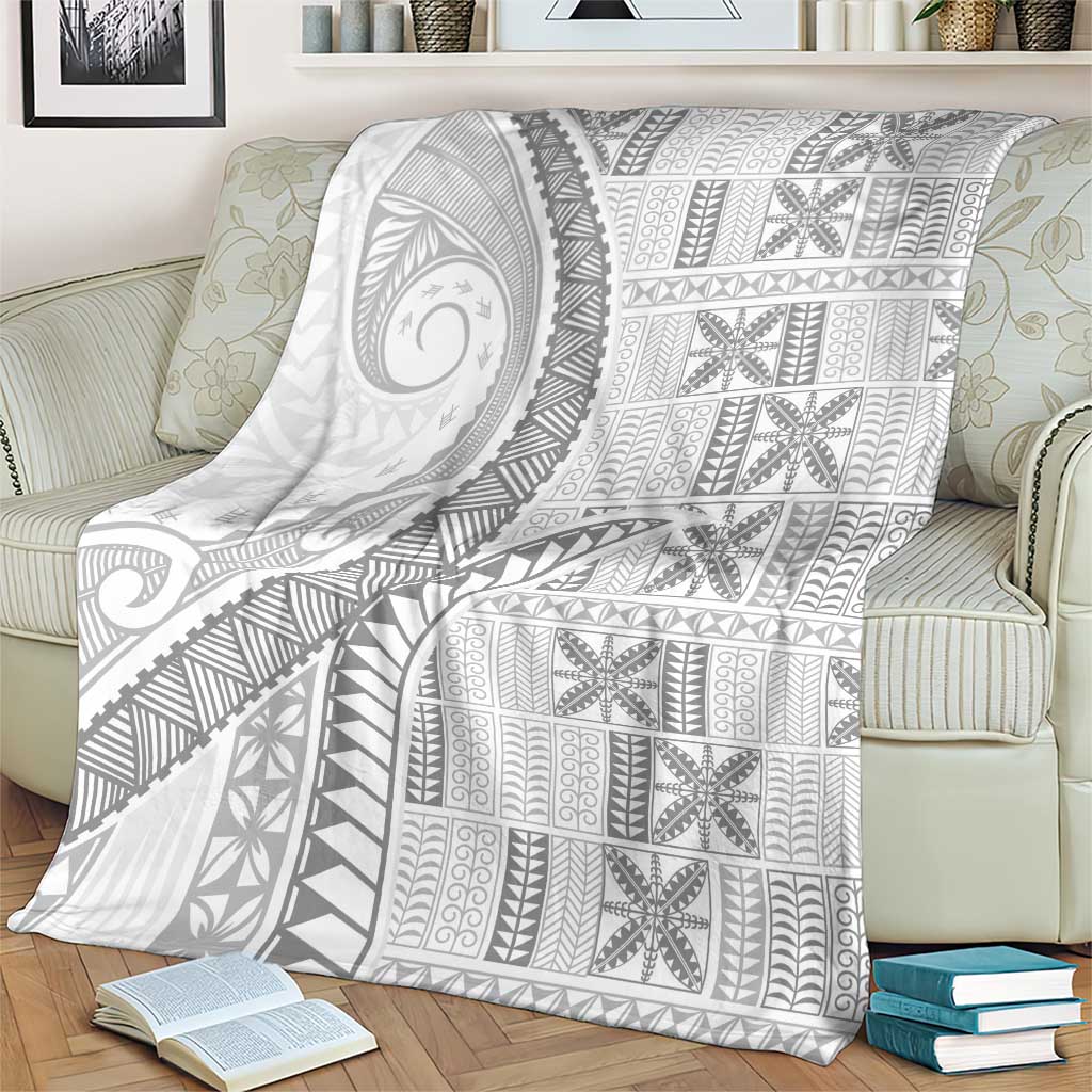 Niue White Sunday Blanket Niuean Lotu Tamaiti Hiapo Pattern - Polynesian Pride