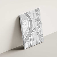 Niue White Sunday Canvas Wall Art Niuean Lotu Tamaiti Hiapo Pattern - Polynesian Pride