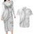 Niue White Sunday Couples Matching Long Sleeve Bodycon Dress and Hawaiian Shirt Niuean Lotu Tamaiti Hiapo Pattern - Polynesian Pride