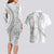 Niue White Sunday Couples Matching Long Sleeve Bodycon Dress and Hawaiian Shirt Niuean Lotu Tamaiti Hiapo Pattern - Polynesian Pride