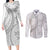 Niue White Sunday Couples Matching Long Sleeve Bodycon Dress and Long Sleeve Button Shirt Niuean Lotu Tamaiti Hiapo Pattern - Polynesian Pride