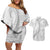 Niue White Sunday Couples Matching Off Shoulder Short Dress and Hawaiian Shirt Niuean Lotu Tamaiti Hiapo Pattern - Polynesian Pride
