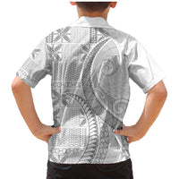 Niue White Sunday Family Matching Mermaid Dress and Hawaiian Shirt Niuean Lotu Tamaiti Hiapo Pattern - Polynesian Pride