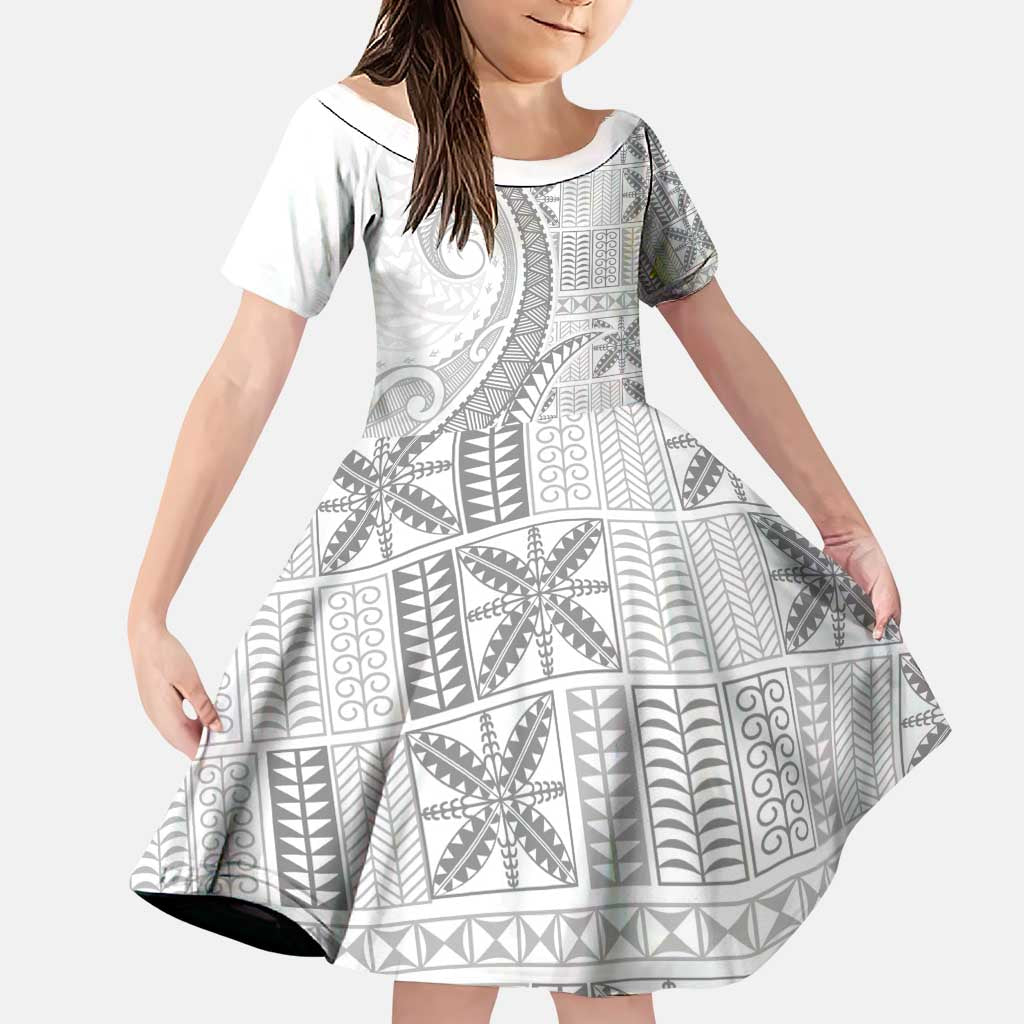 Niue White Sunday Family Matching Puletasi and Hawaiian Shirt Niuean Lotu Tamaiti Hiapo Pattern - Polynesian Pride