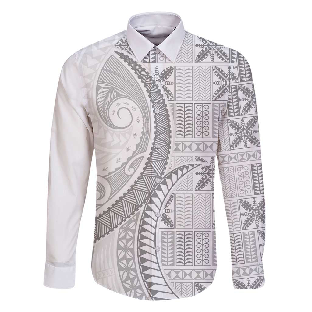 Niue White Sunday Family Matching Tank Maxi Dress and Hawaiian Shirt Niuean Lotu Tamaiti Hiapo Pattern - Polynesian Pride