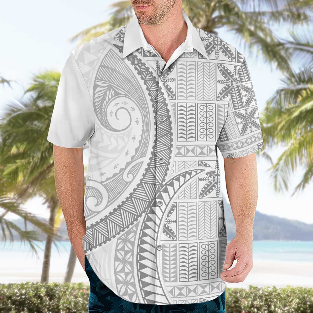 Niue White Sunday Hawaiian Shirt Niuean Lotu Tamaiti Hiapo Pattern - Polynesian Pride