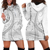 Niue White Sunday Hoodie Dress Niuean Lotu Tamaiti Hiapo Pattern - Polynesian Pride
