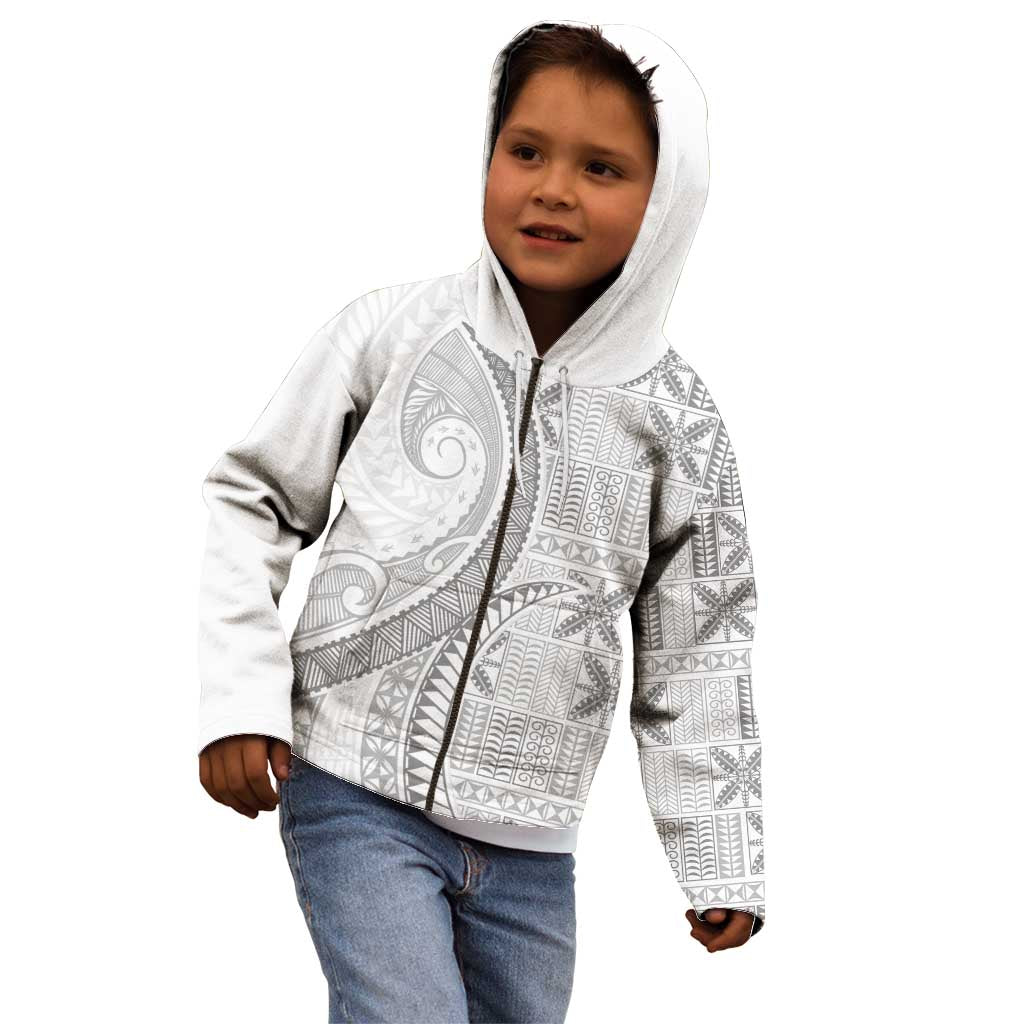 Niue White Sunday Kid Hoodie Niuean Lotu Tamaiti Hiapo Pattern - Polynesian Pride