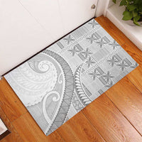Niue White Sunday Rubber Doormat Niuean Lotu Tamaiti Hiapo Pattern - Polynesian Pride