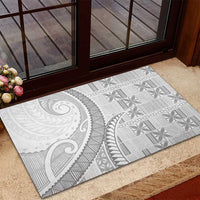 Niue White Sunday Rubber Doormat Niuean Lotu Tamaiti Hiapo Pattern - Polynesian Pride