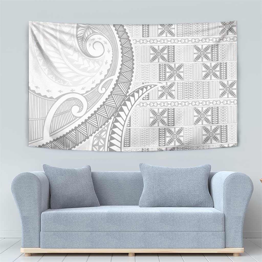 Niue White Sunday Tapestry Niuean Lotu Tamaiti Hiapo Pattern - Polynesian Pride