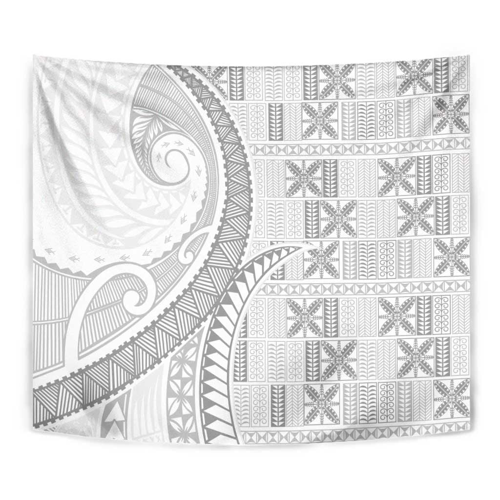 Niue White Sunday Tapestry Niuean Lotu Tamaiti Hiapo Pattern - Polynesian Pride