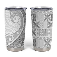 Niue White Sunday Tumbler Cup Niuean Lotu Tamaiti Hiapo Pattern - Polynesian Pride