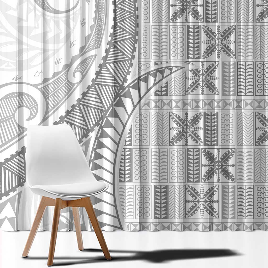 Niue White Sunday Window Curtain Niuean Lotu Tamaiti Hiapo Pattern - Polynesian Pride