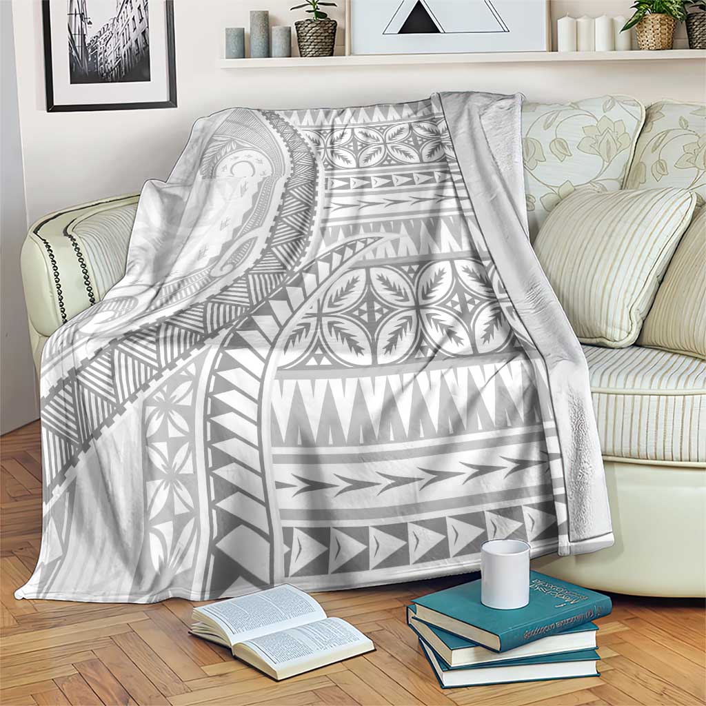 Polynesian White Sunday Blanket Lotu Tamaiti Melanesian Pattern LT9 White - Polynesian Pride