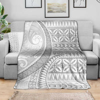 Polynesian White Sunday Blanket Lotu Tamaiti Melanesian Pattern - Polynesian Pride