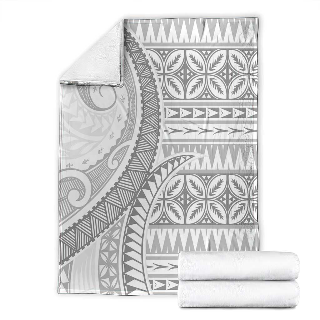 Polynesian White Sunday Blanket Lotu Tamaiti Melanesian Pattern - Polynesian Pride